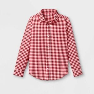 BOYS RED CHECKERED BUTTON DOWN